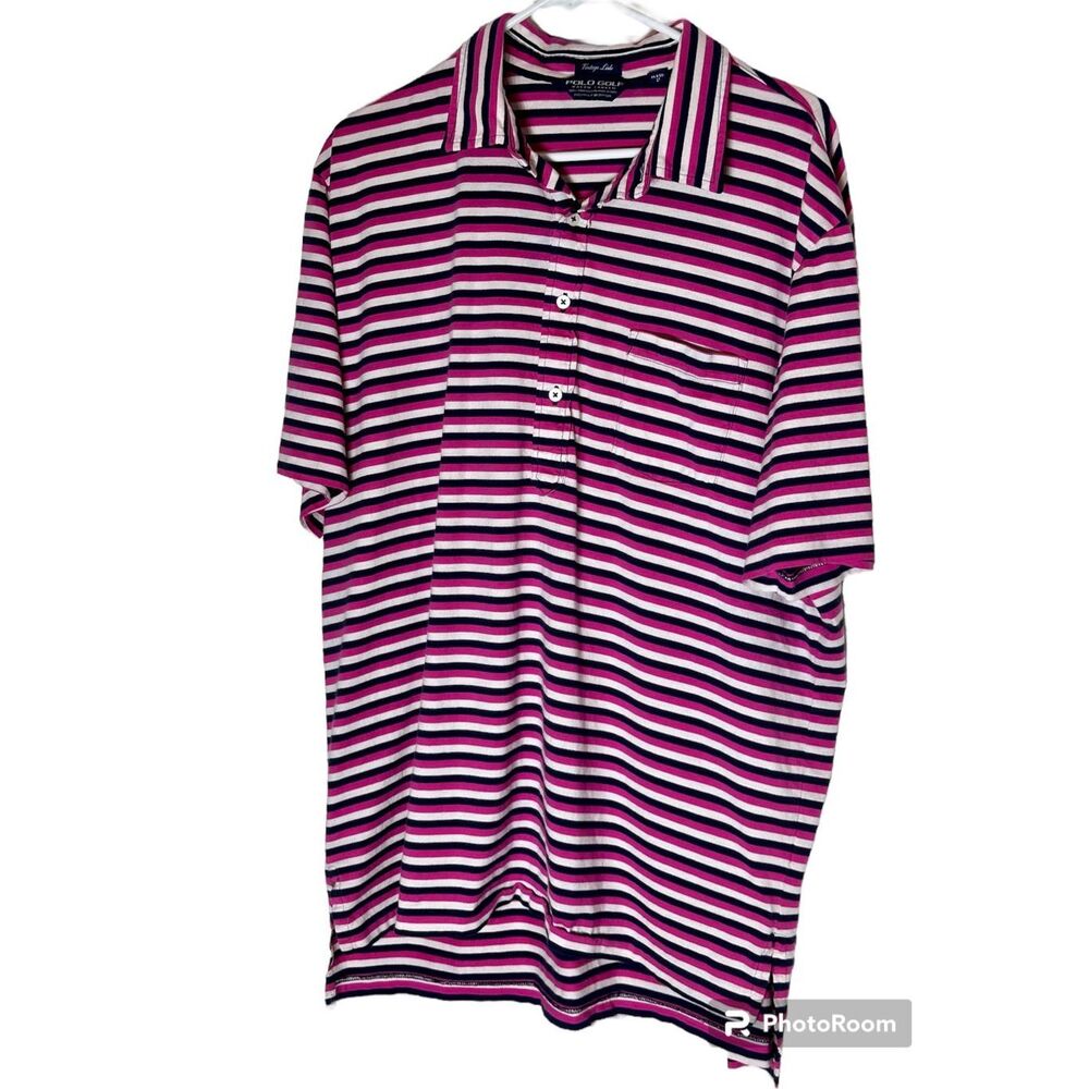 Polo Golf Vintage Lisle size XL pink, blue, and white striped Pima cotton polo